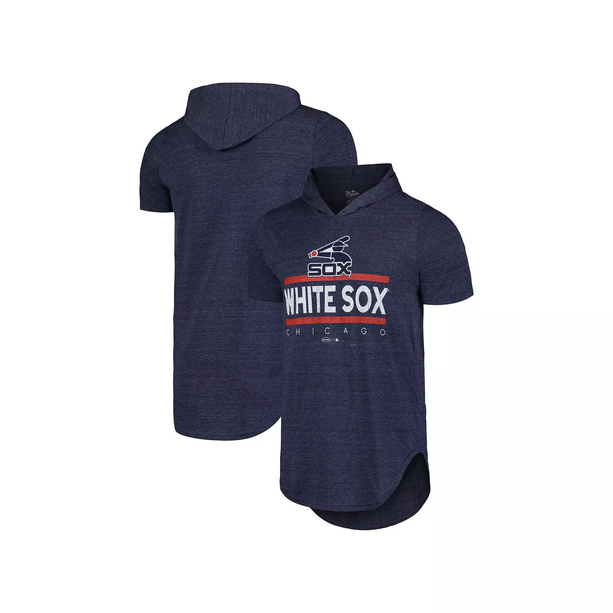 Men's Majestic Threads Navy Chicago White Sox Tri-Blend Hoodie T-Shirt,  Product Image