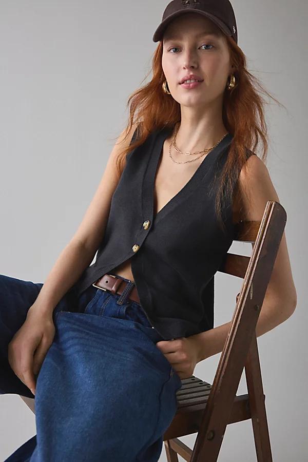 BDG Monica Button-Front Flyaway Sweater Vest Top Womens at Urban Outfitters Product Image