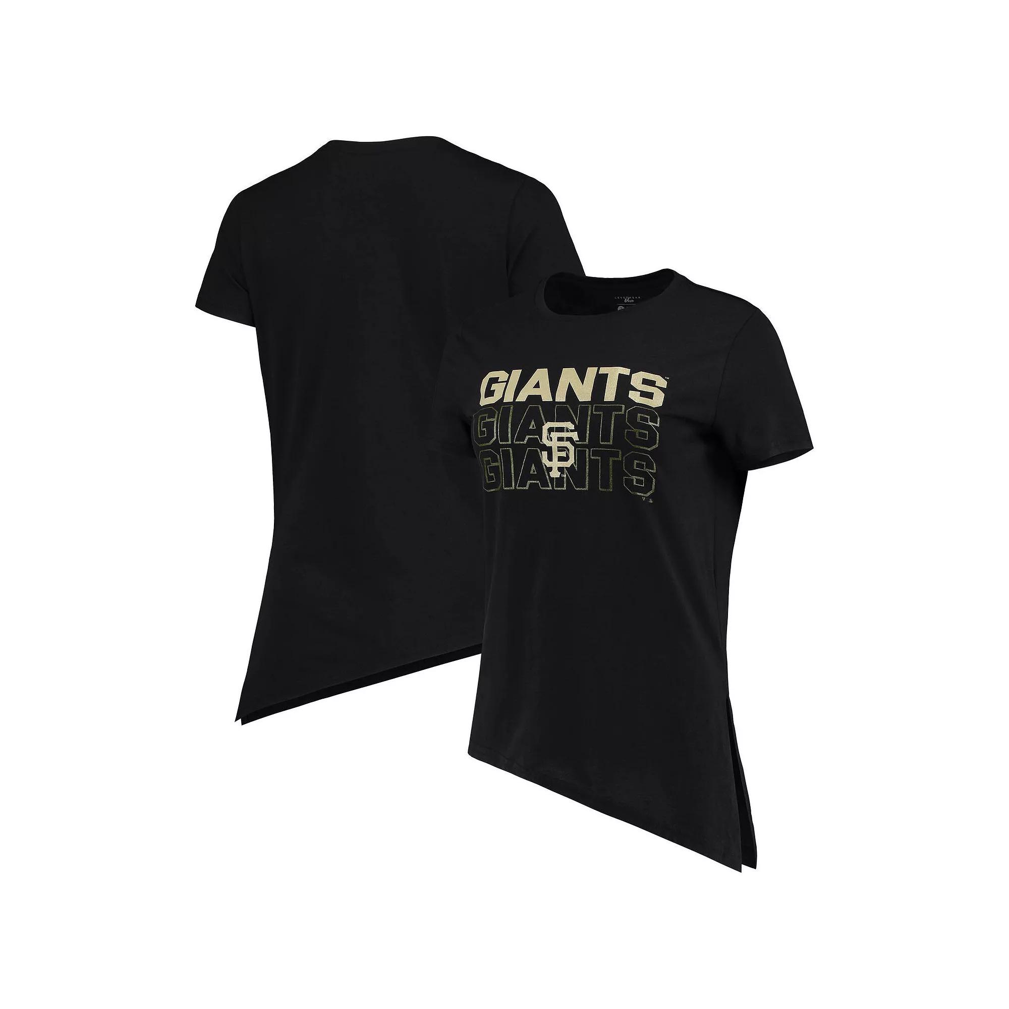 Women's Levelwear Black San Francisco Giants Birch Delta Asymmetrical T-Shirt, Size: Large Product Image
