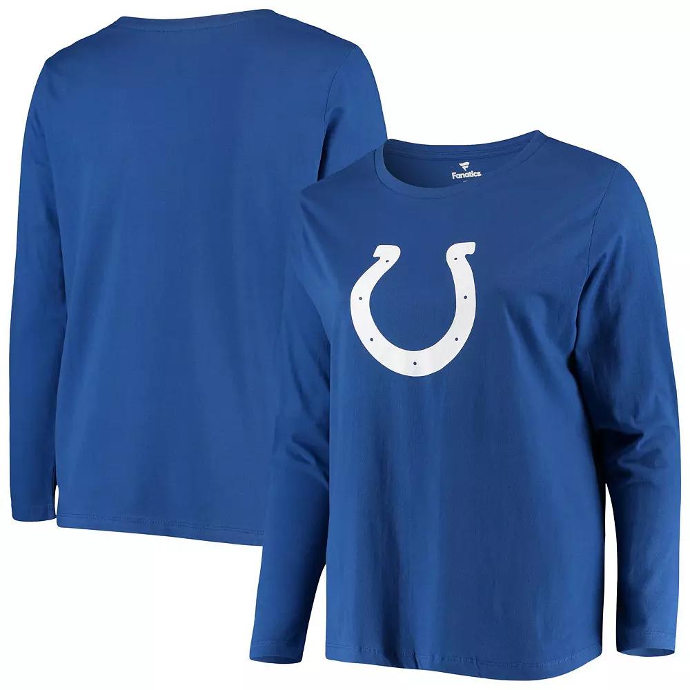 Women's Fanatics Branded Royal Indianapolis Colts Plus Size Primary Logo Long Sleeve T-Shirt, Size: 3XL, Blue Product Image