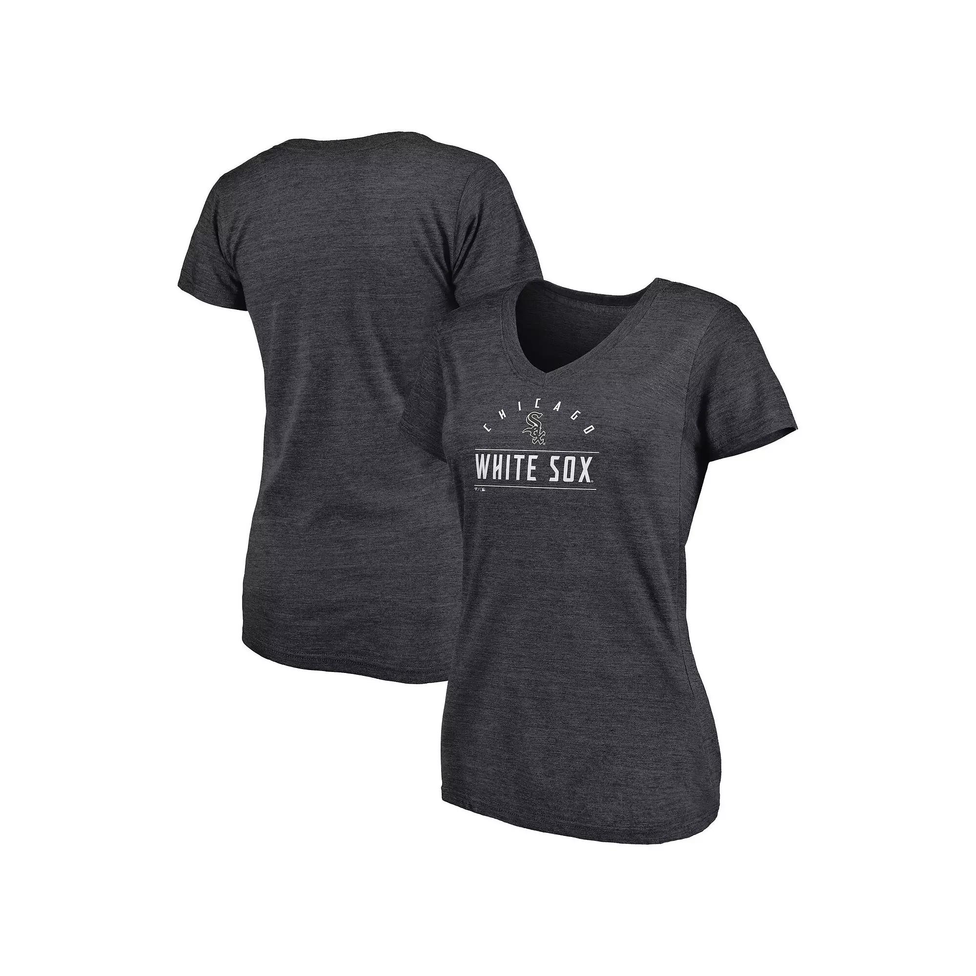 Women's Fanatics Branded Heather Charcoal Chicago White Sox League Leader V-Neck T-Shirt,  Product Image