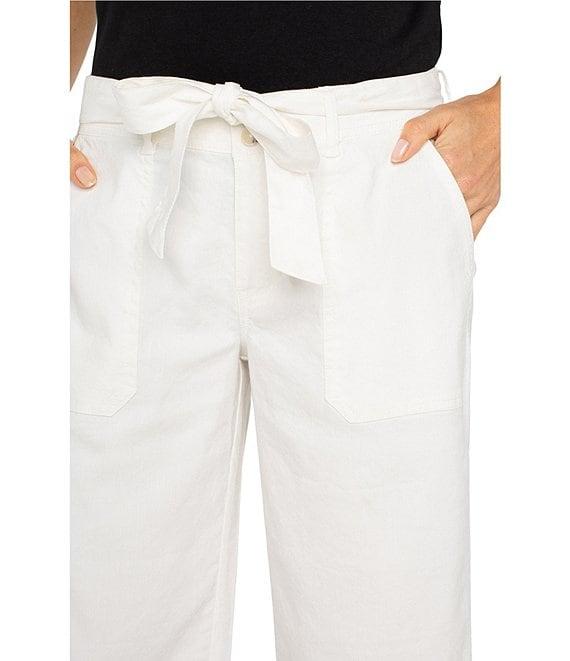 Liverpool Los Angeles Stretch Linen Blend Belted Wide Leg Cropped Pants Product Image