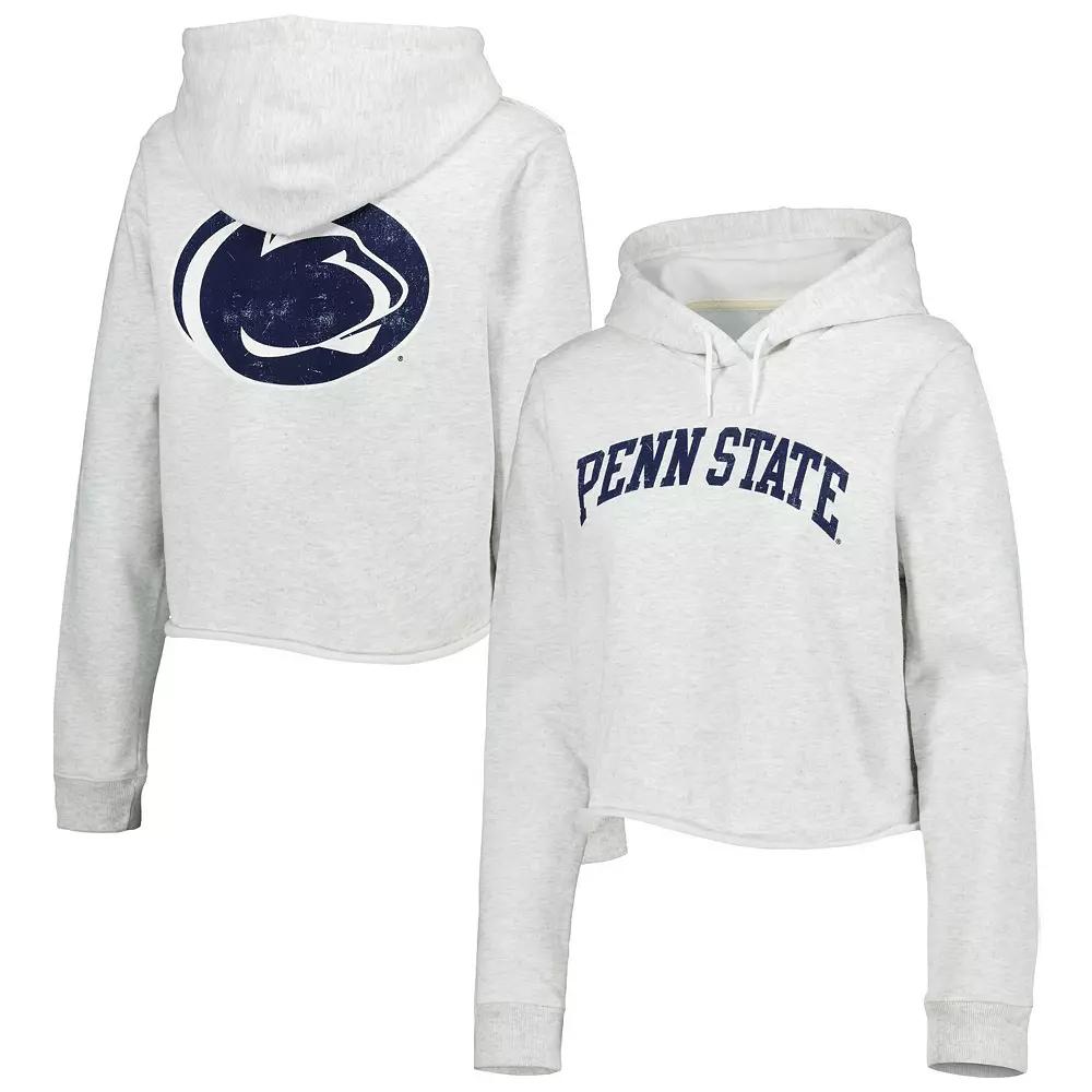 Women's League Collegiate Wear Ash Penn State Nittany Lions 2-Hit 1636 Cropped Pullover Hoodie,  Product Image