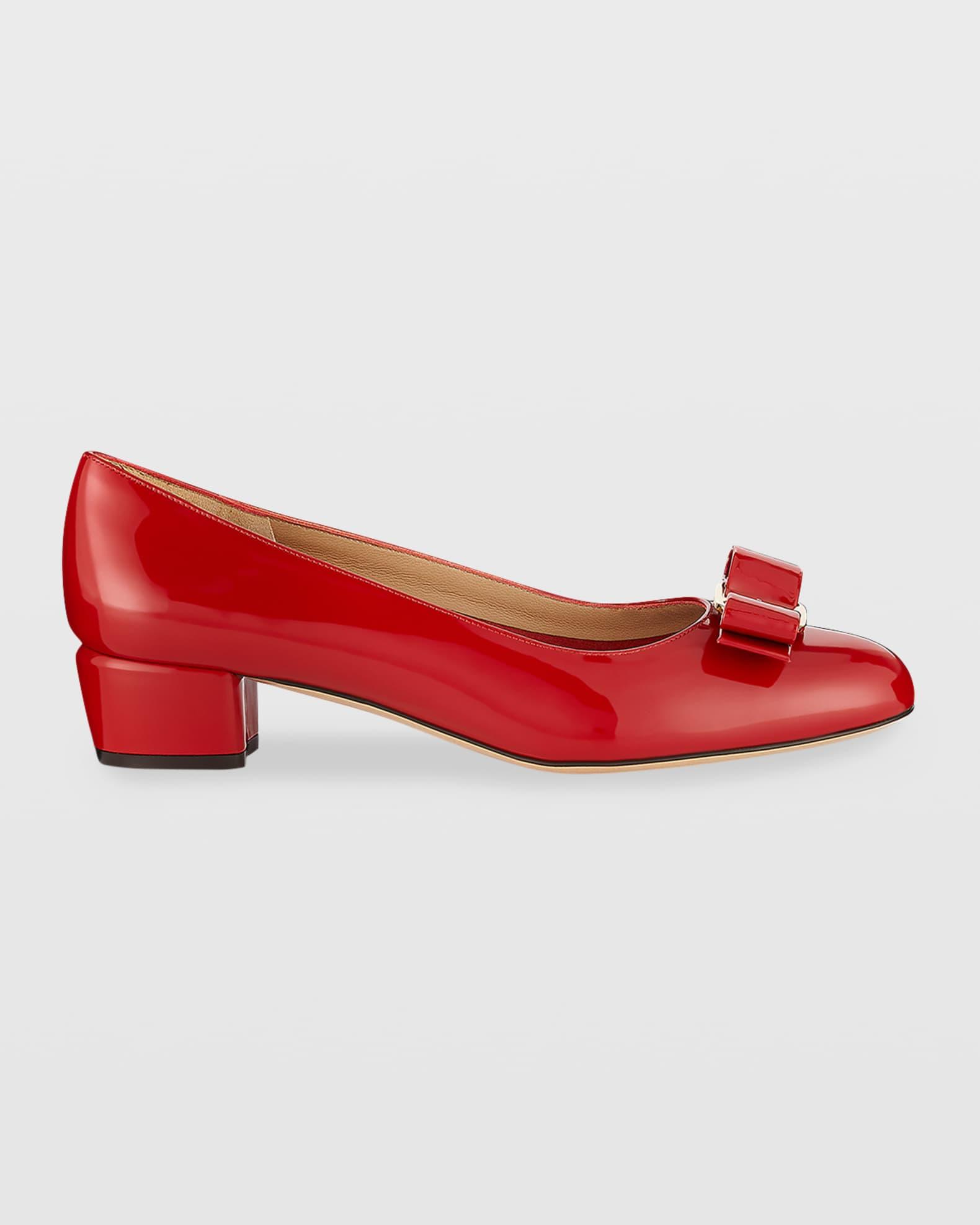 Vara Bow Leather Low Pumps Product Image
