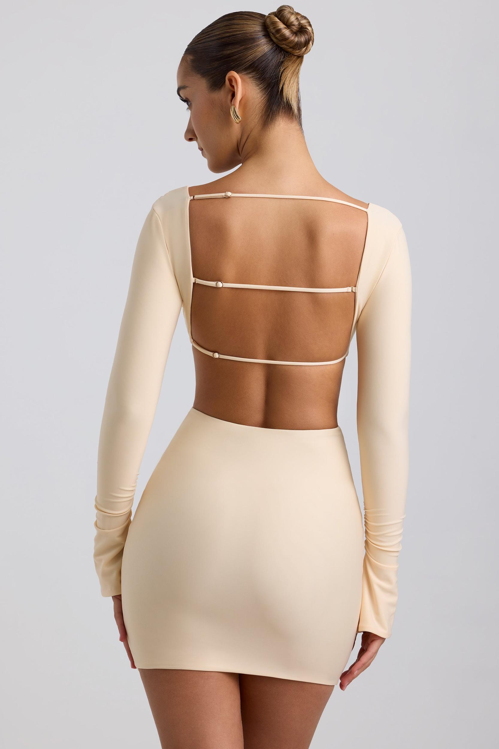 Cut-Out Hardware Detail Mini Dress in Buttercream Product Image