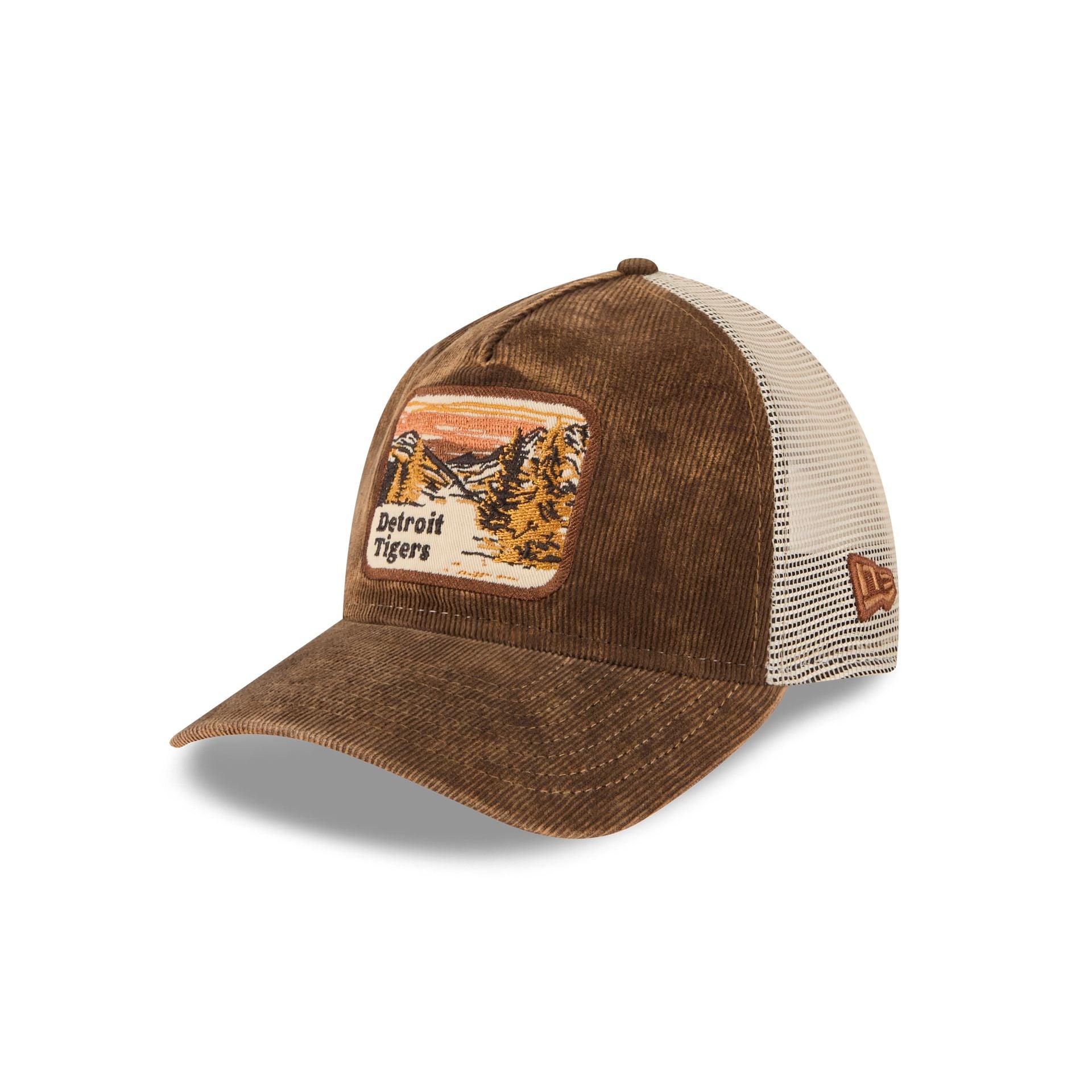 Detroit Tigers Vintage Landscape Brown 9TWENTY A-Frame Trucker Hat Male Product Image