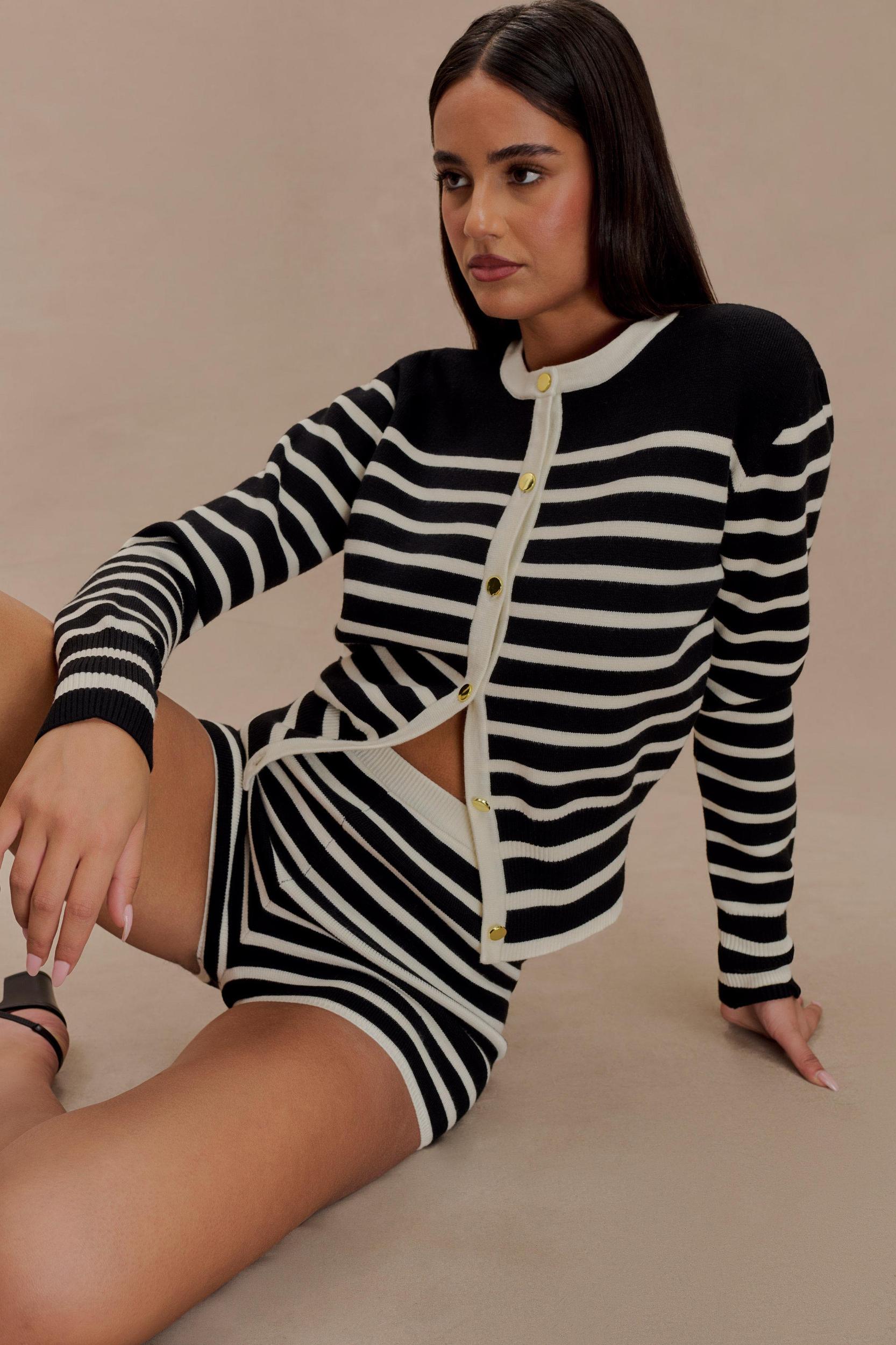 Tabitha Stripe Knit Shorts - Black/White Product Image