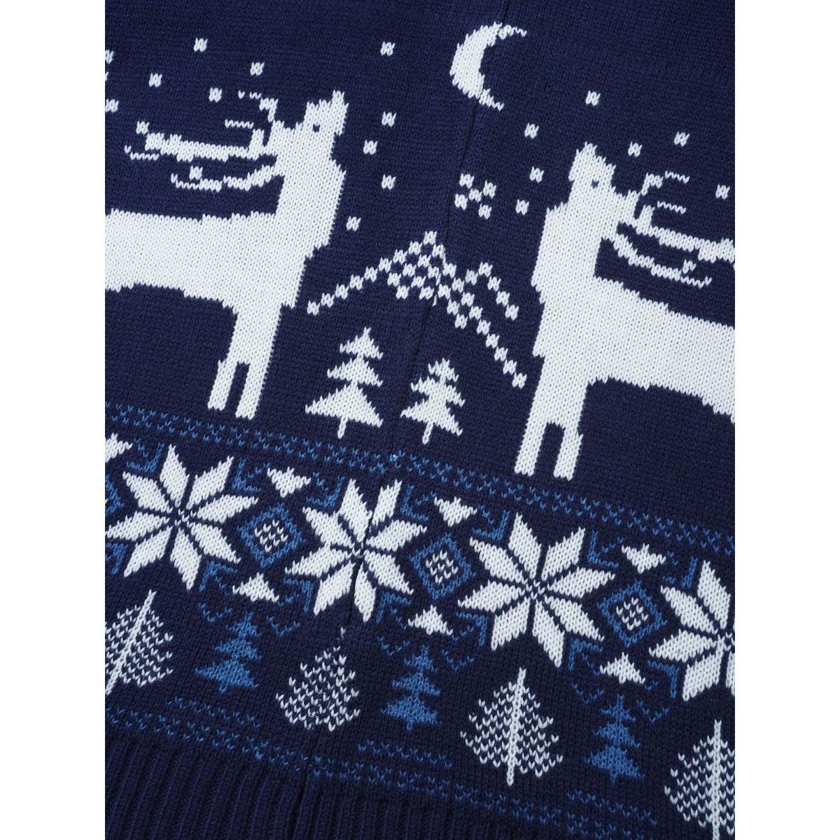 Plus Size Winter Wonderland Shawl Collar Open Cardigan Indigo Women Casual Loose Long Sleeve Everyday Cardigans BloomChic 12/L Product Image