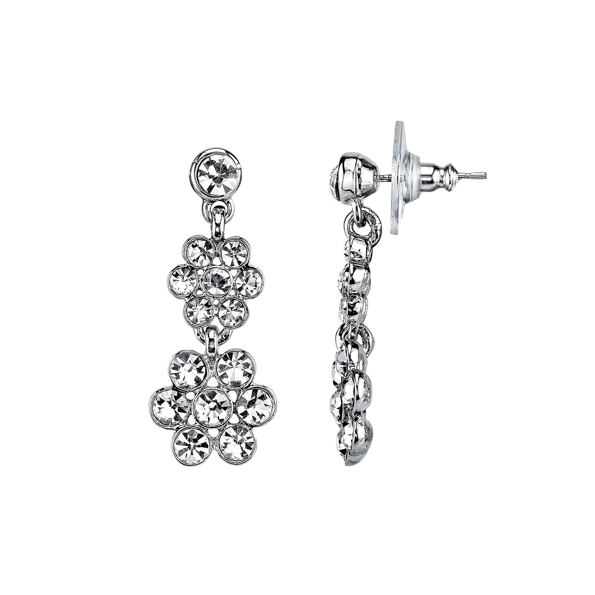 1928 Flower Drop Earrings, Womens, White Product Image
