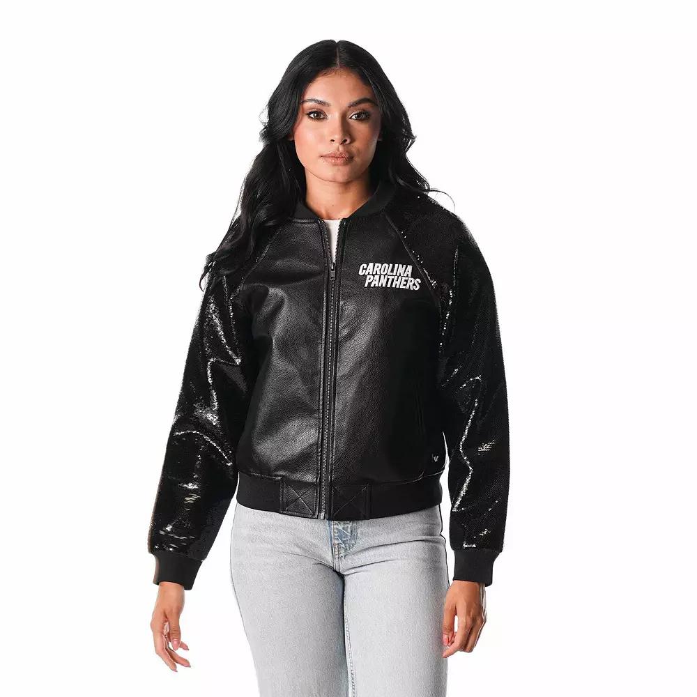 Women's The Wild Collective Black Carolina Panthers Sequin Full-Zip Jacket,  Product Image
