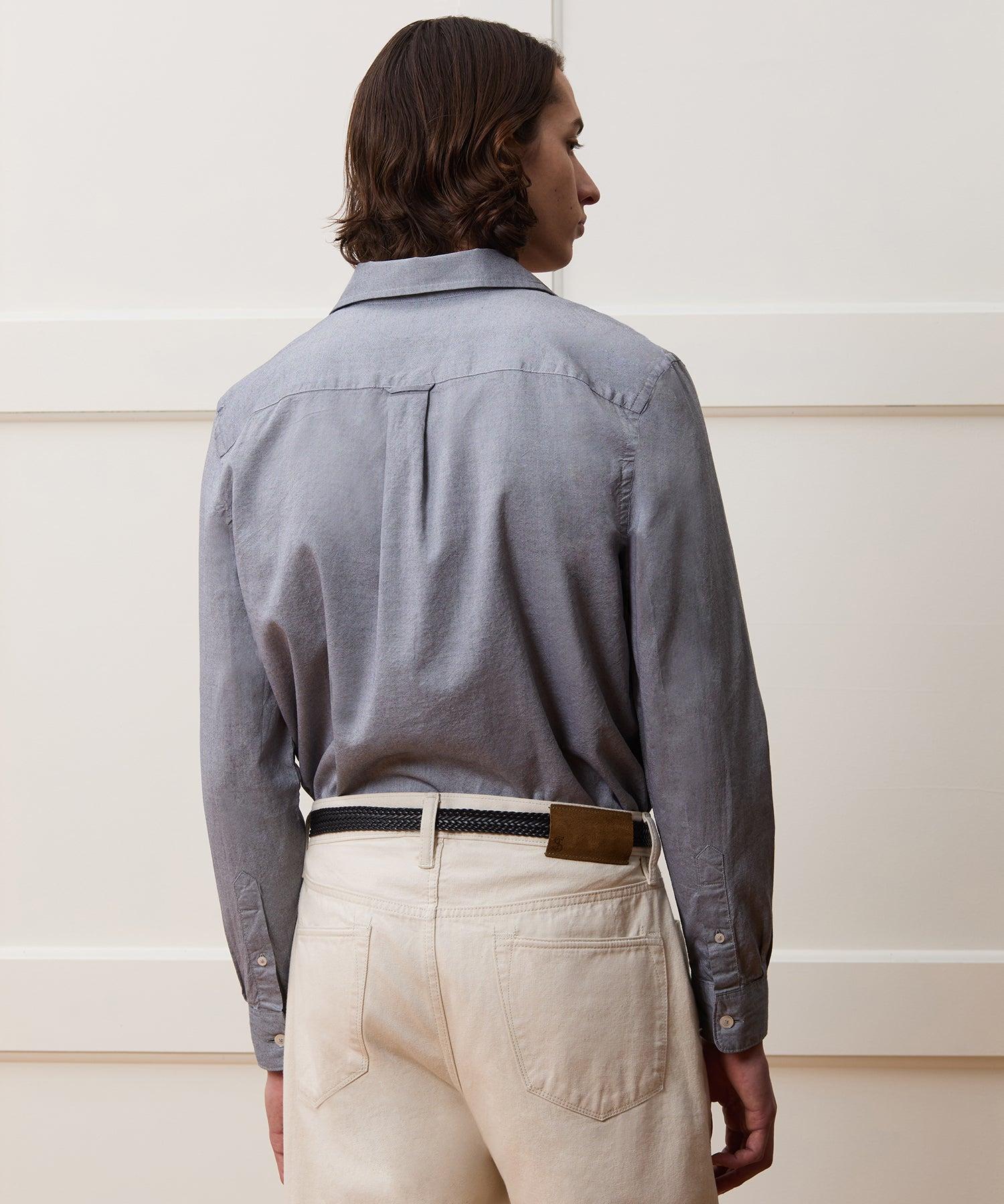 Cropped Cotton Oxford Camp Collar Shirt Product Image