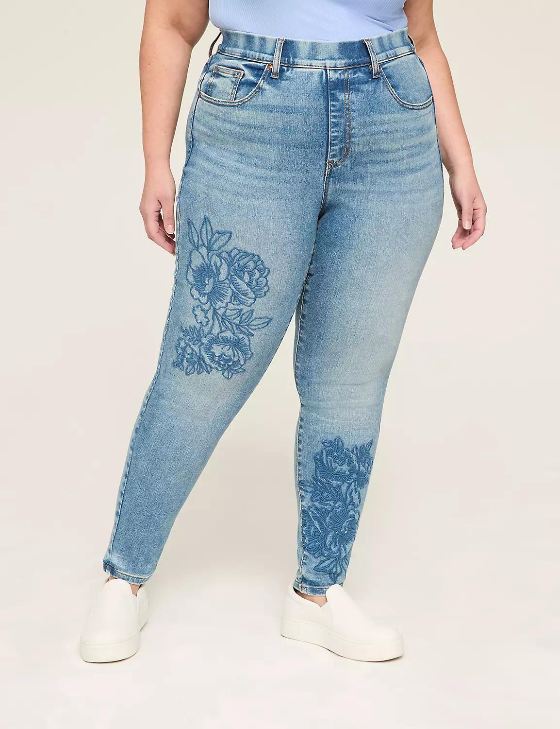 Tighter Tummy Pull-On High-Rise Embroidered Jegging Product Image