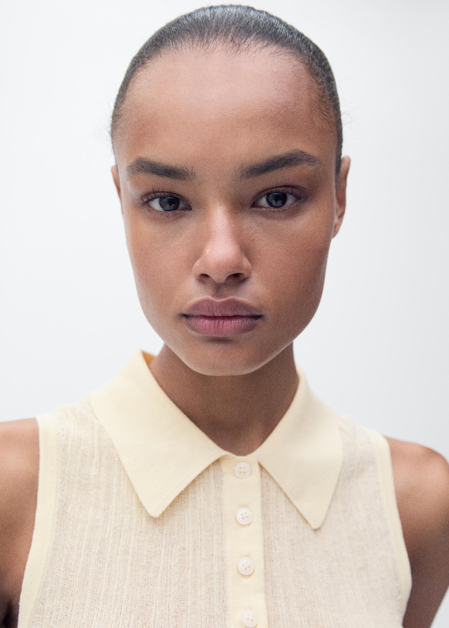 Polo-neck knitted top - Women | MANGO USA Product Image