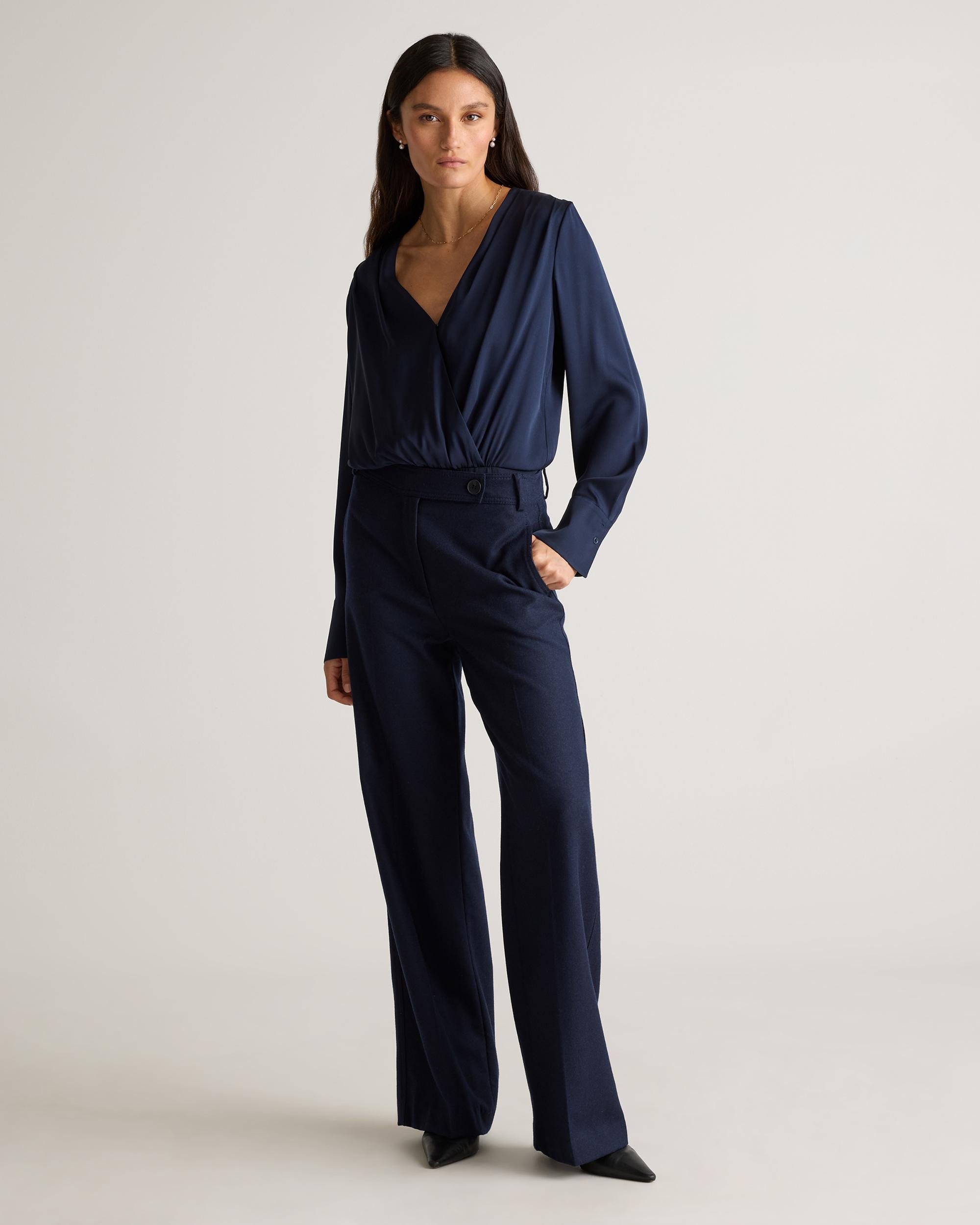 Quince | Women's Washable Stretch Silk Surplice Bodysuit Product Image