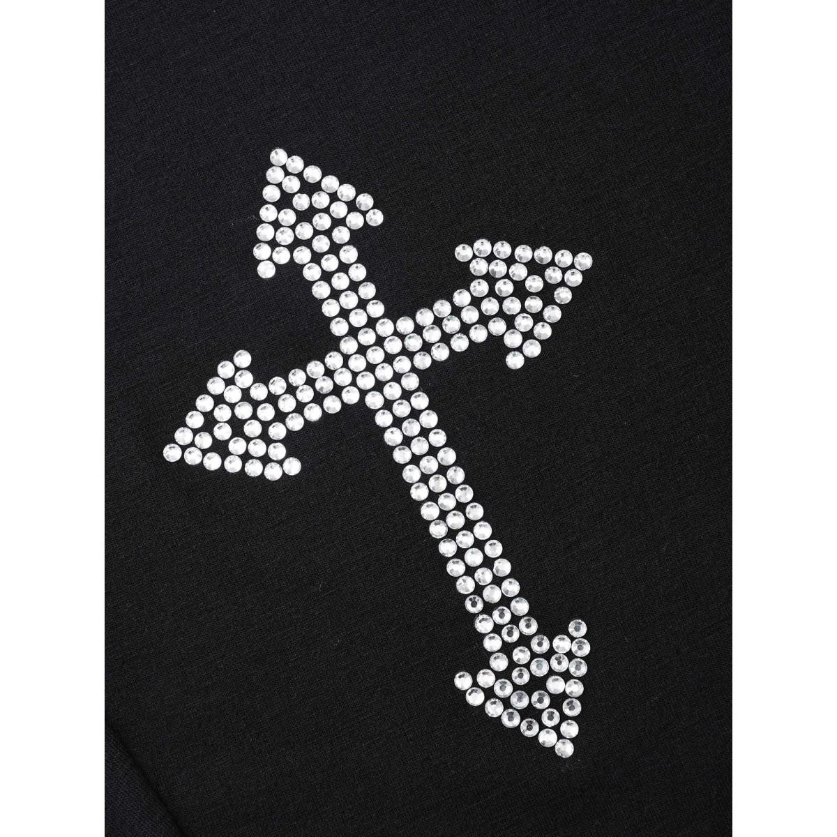 Plus Size Black Gothic Glam Off-Shoulder Waist-Cinching Jumpsuit Women Cocktail Extra Long Sleeve One-shoulder neck Party Loose Jumpsuits BloomChic 22-24/3X Product Image