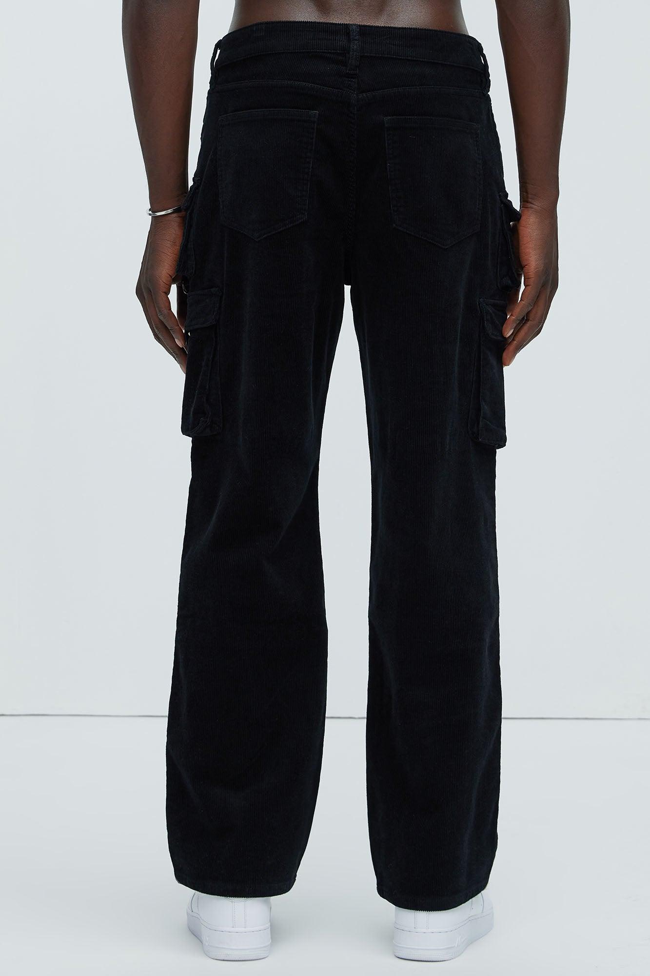 With Me Straight Corduroy Cargo Pants - Black Product Image