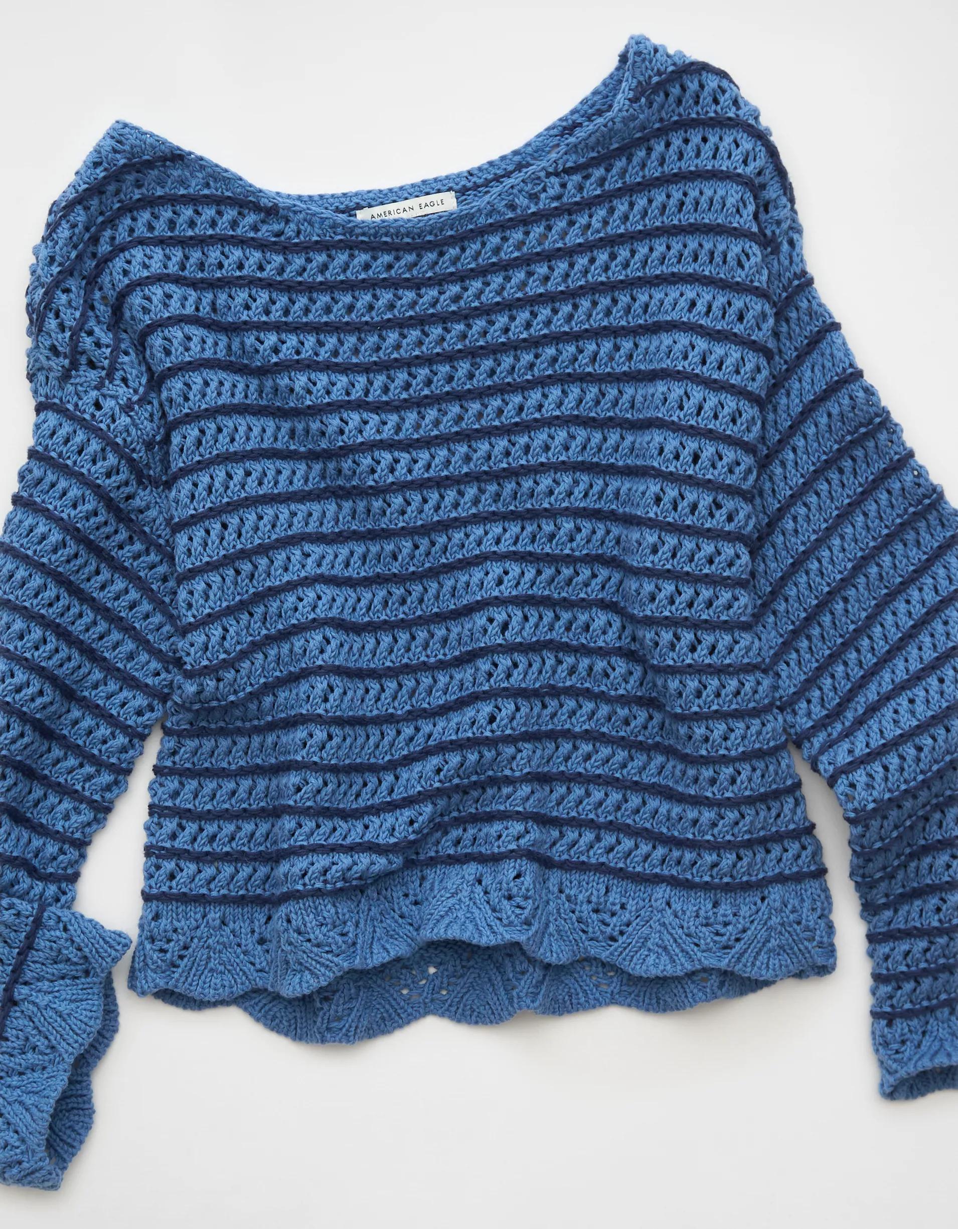 AE Ballet Neck Open Knit Sweater Product Image