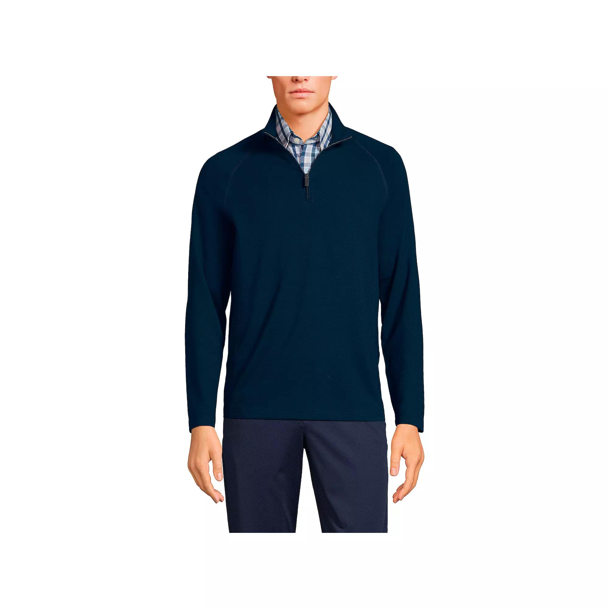 Men's Lands' End Long Sleeve Raglan French Terry Quarter Zip Sweatshirt,  Product Image