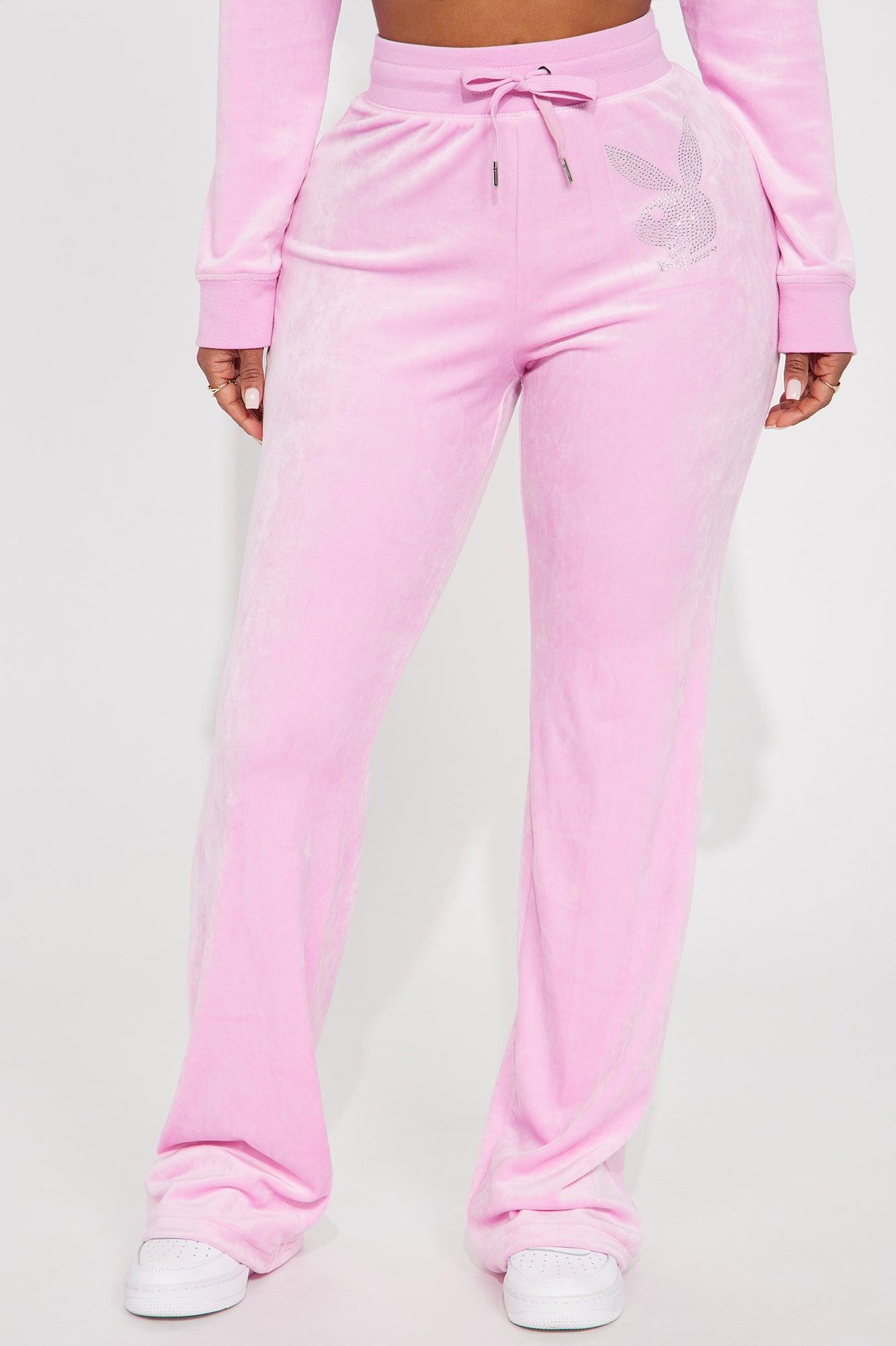 Velour Playboy Pant - Pink Product Image