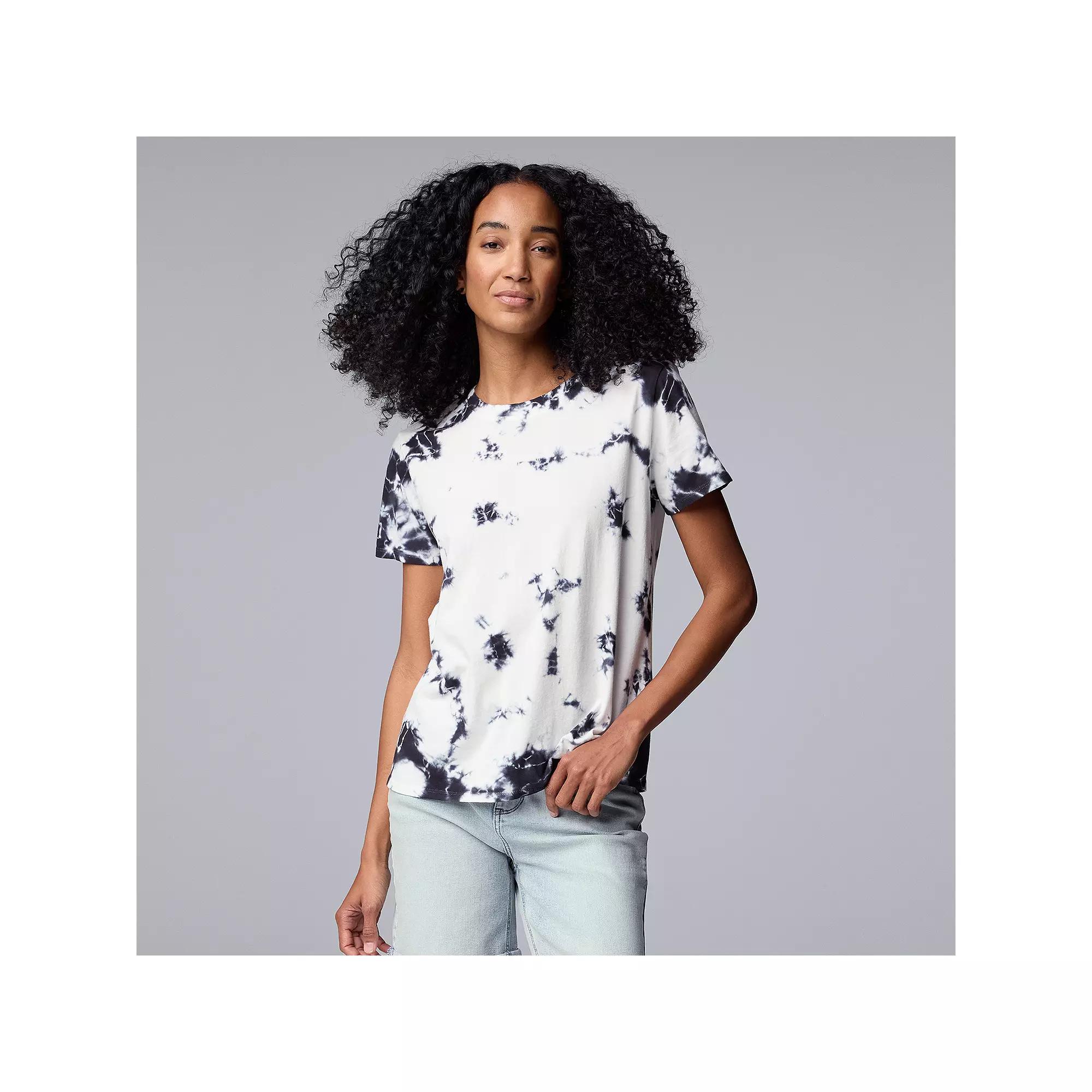 Women's Simply Vera Vera Wang Boyfriend Tee, Size: XL, Cloudydye Product Image