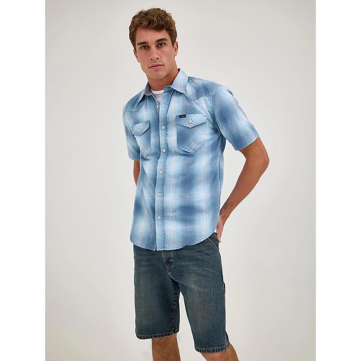 Men's Slub Cotton Plaid Shirt in Moonlight Product Image