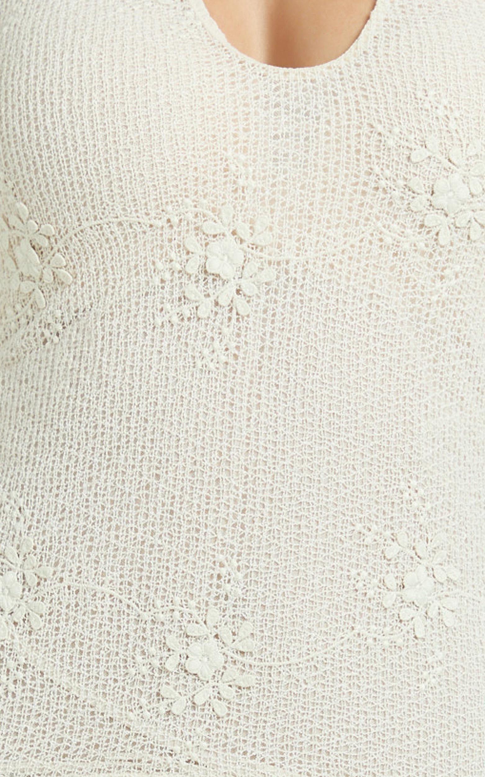 Estella Mini Dress - Scooped V Halter Drop Waist Frill Hem Skirt in Ivory Product Image