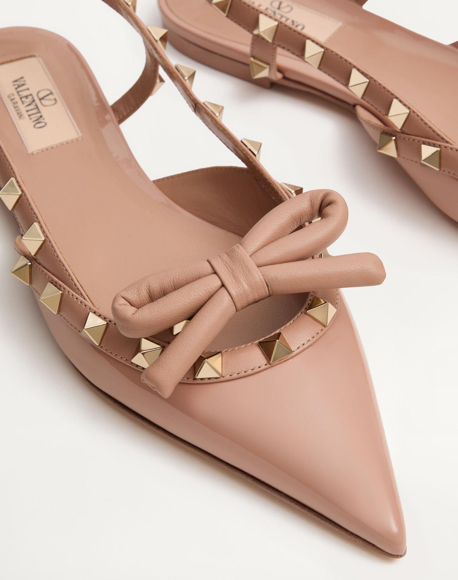 Rockstud Bow Slingback Ballerinas In Patent Leather Product Image