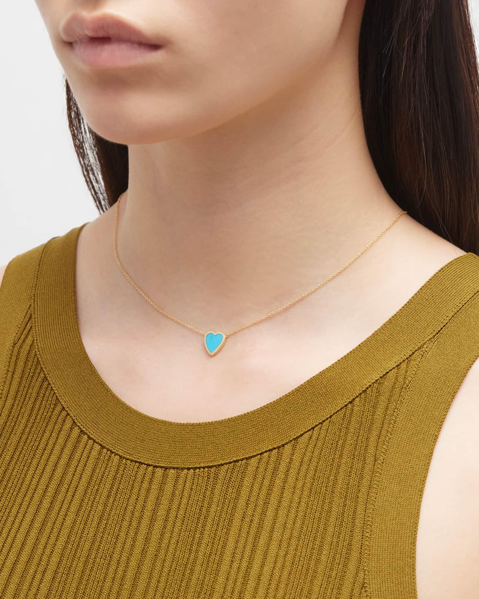 18k Mini Inlay Heart Necklace Product Image