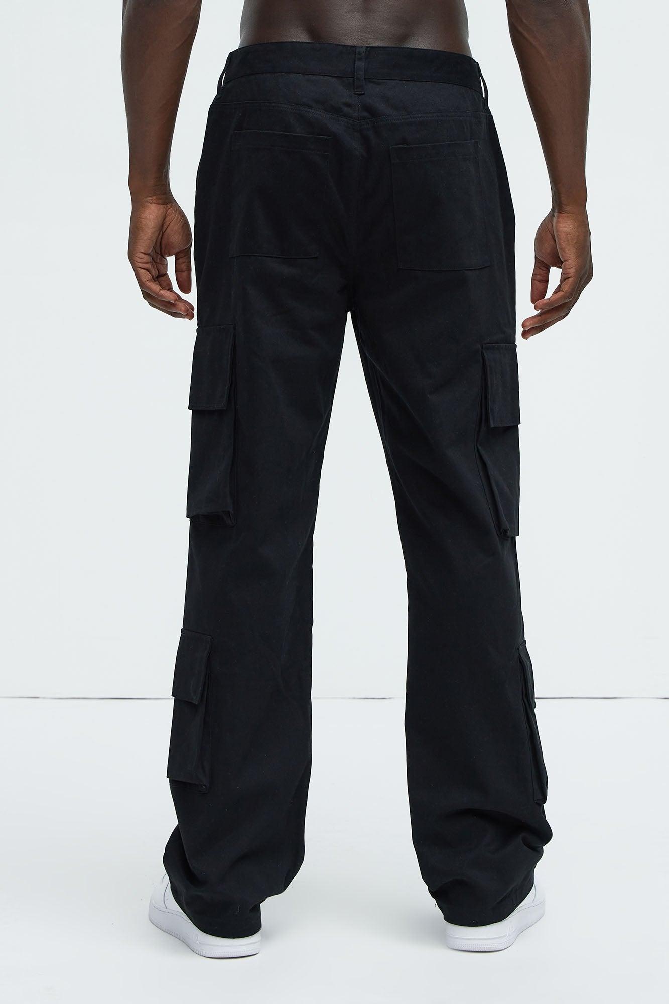 Loose Screw Baggy Cargo Pants - Black Product Image