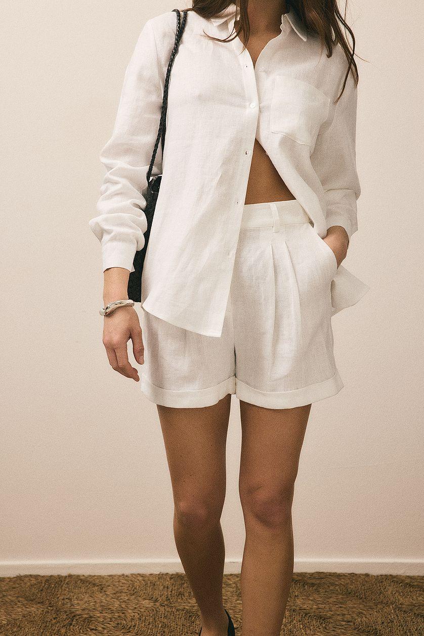 Linen Folded Shorts Product Image