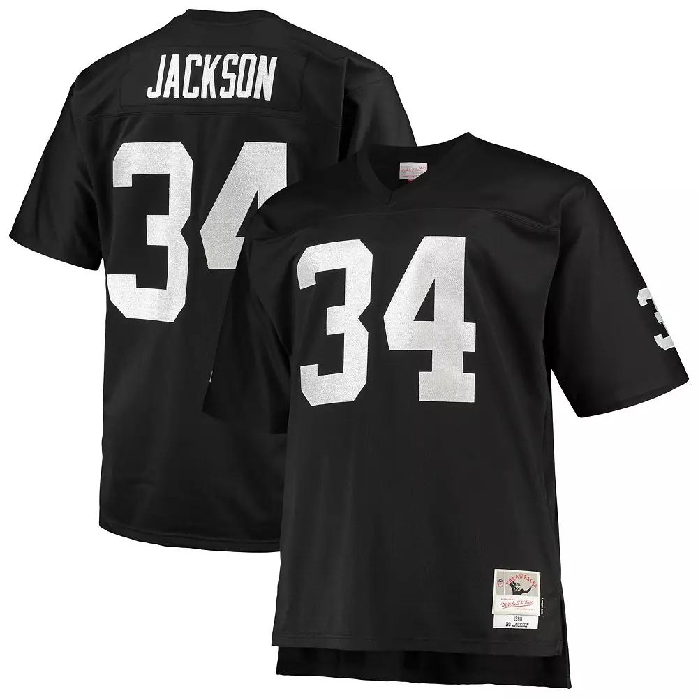 Men's Mitchell & Ness Bo Jackson Black Las Vegas Raiders Big & Tall 1988 Retired Player Replica Jersey,  Product Image