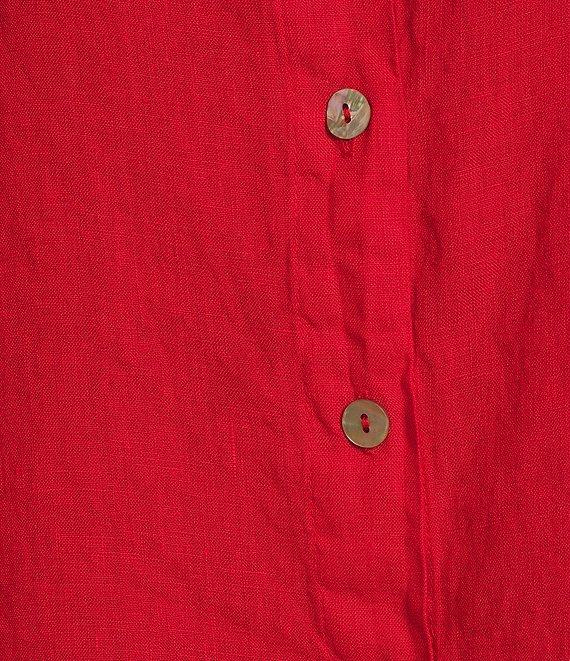 Bryn Walker Bessie Light Linen Crew Neck Cap Sleeve Boxy Button Front Shirt Product Image