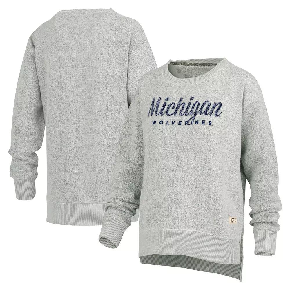 Women's Pressbox Heather Gray Michigan Wolverines Torrington Pullover Sweatshirt, Size: Medium, Grey Product Image