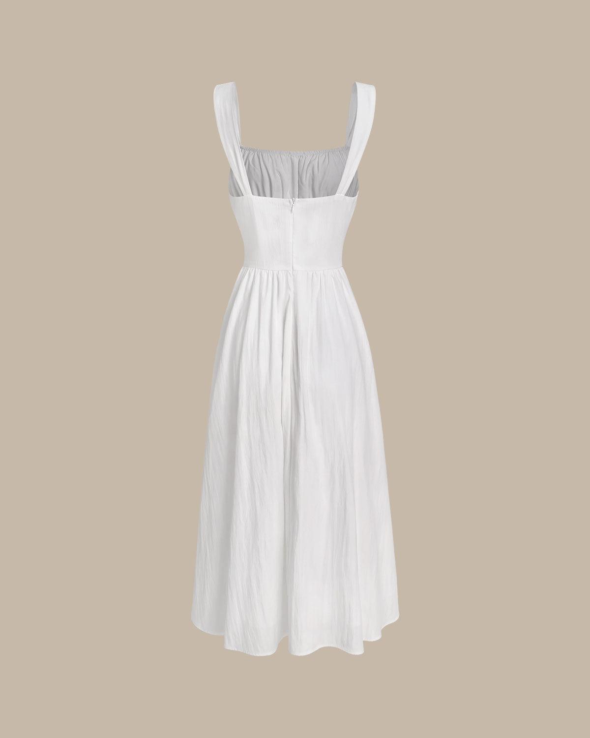White Ruched Slip Maxi Dress Product Image
