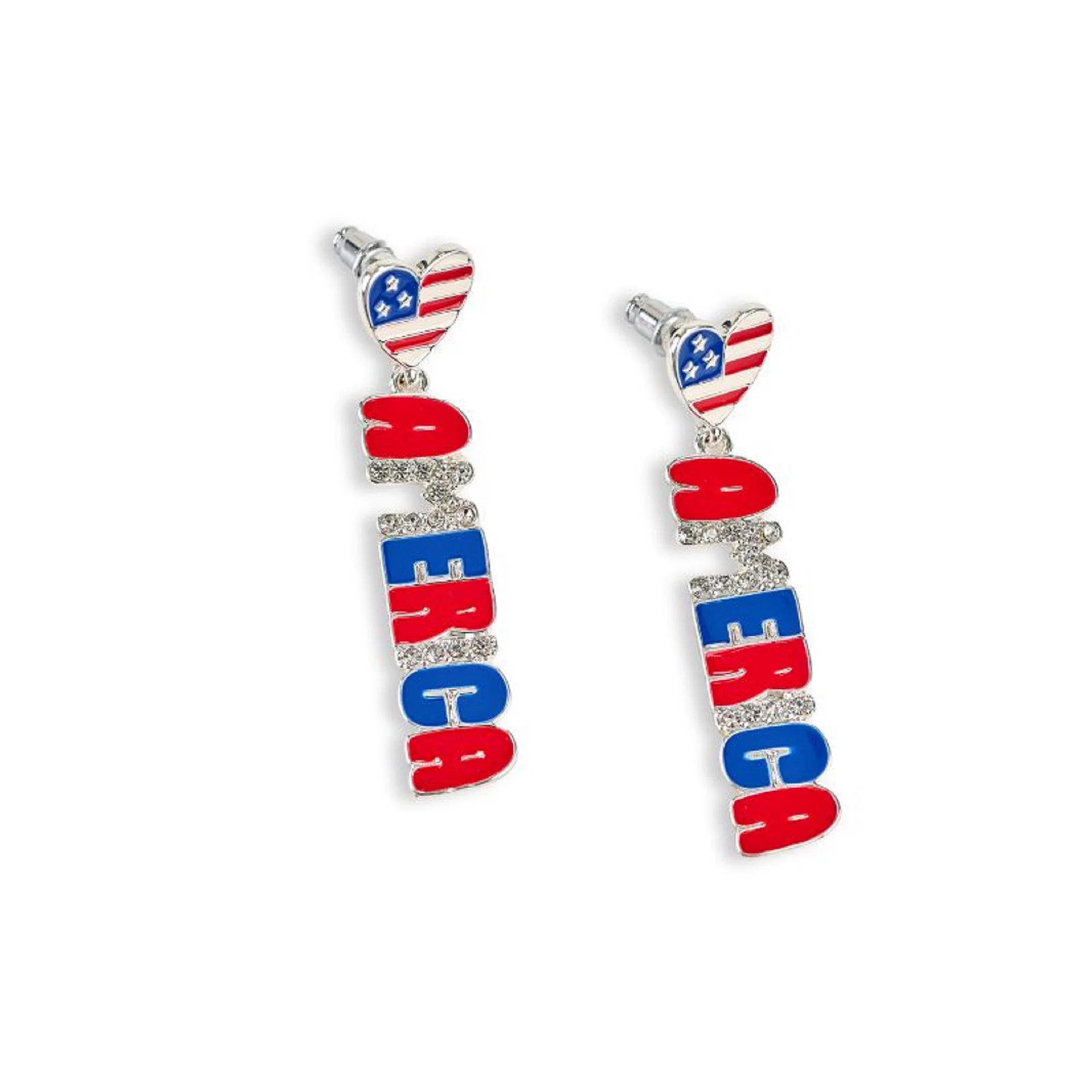 Celebrate Together™ Americana Silver Tone Heart America Patriotic Drop Earrings, Women's, Multi Product Image