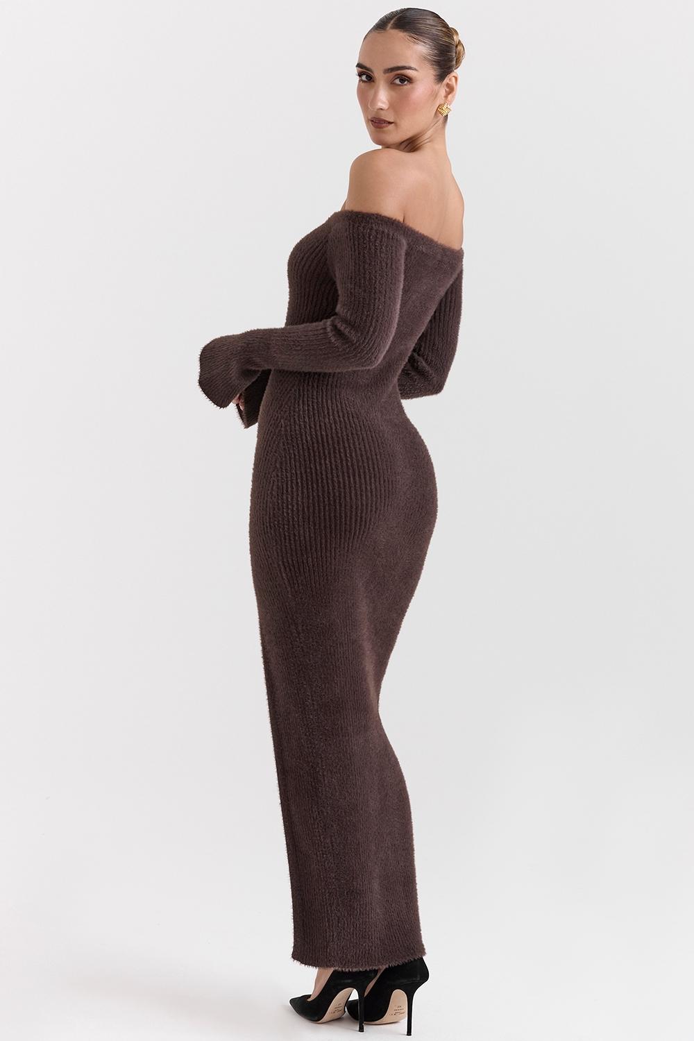 Lucena  espresso knit off shoulder dress Product Image