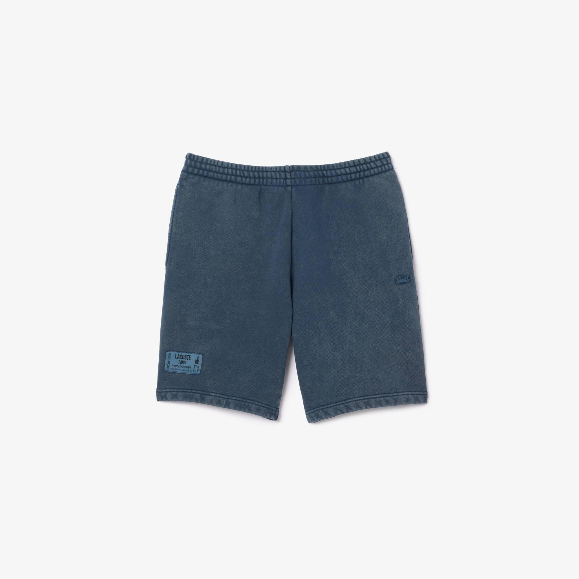 Washed Effect Cotton Fleece Shorts Product Image