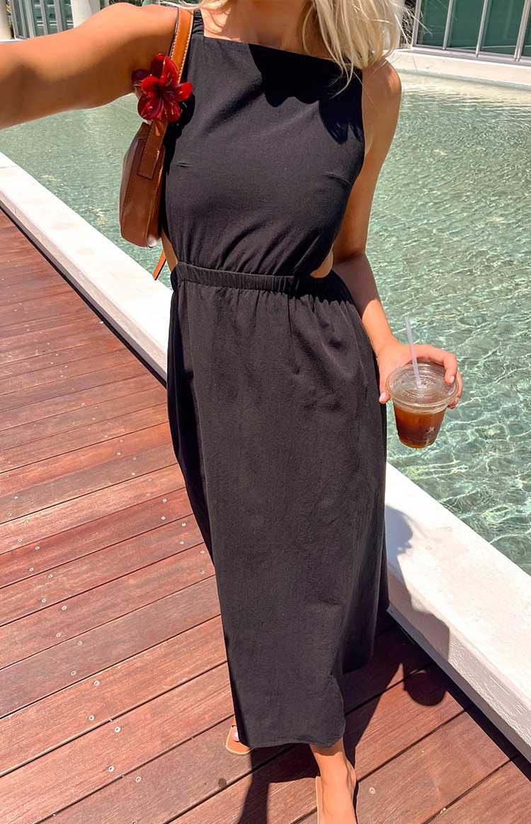 Kensie Black Backless Midi Dress Product Image