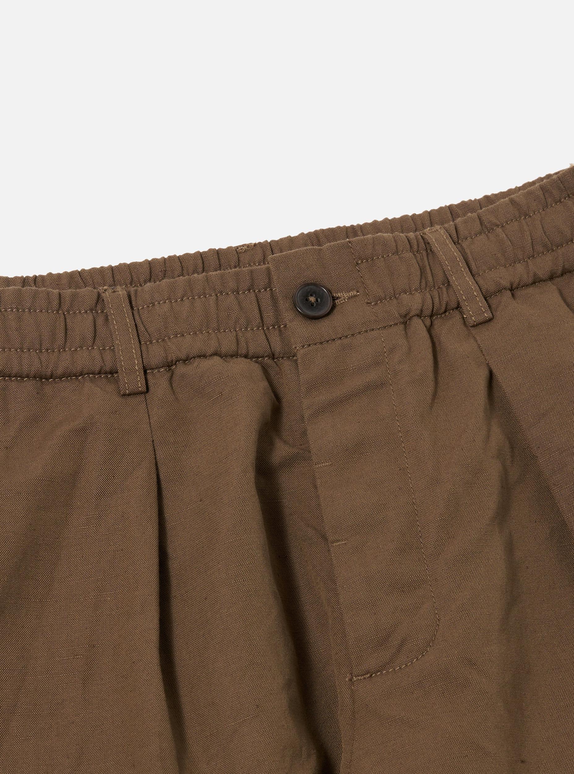 Universal Works Oxford Pant in Khaki Linen Slub Weave Product Image
