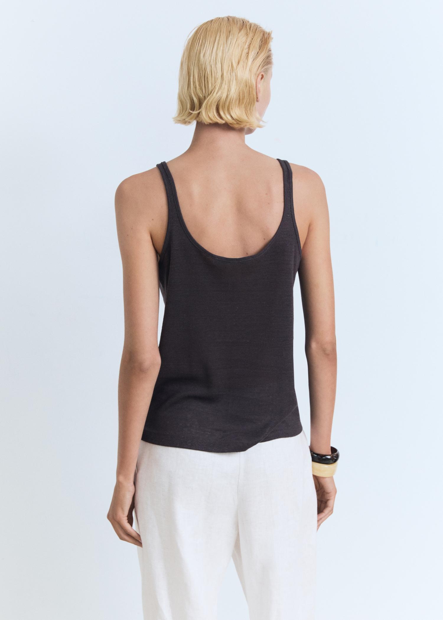 Strappy linen top - Women | MANGO USA Product Image