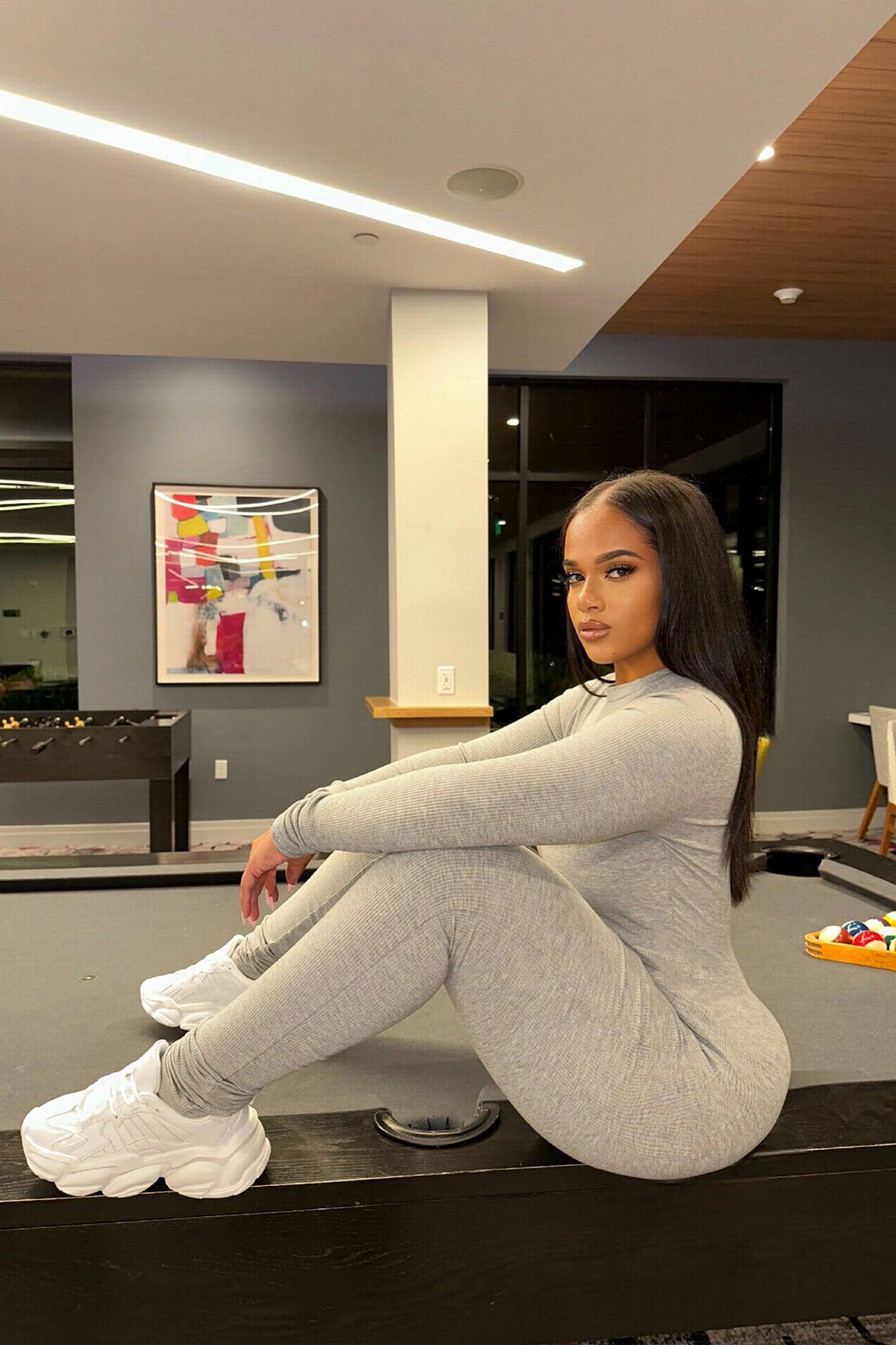 Maribel Snatched Jumpsuit - Heather Grey Product Image