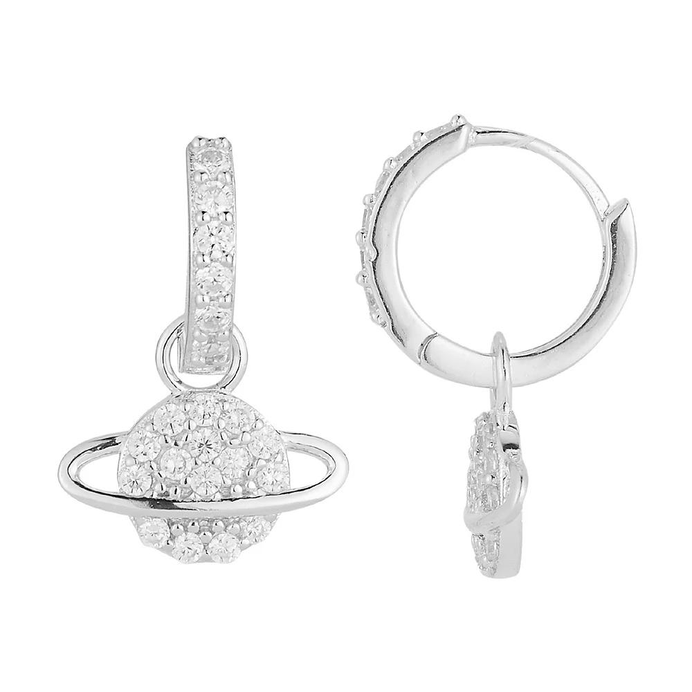 Sunkissed Sterling Cubic Zirconia Planet Hoop Drop Earrings, Women's, Silver Tone Product Image