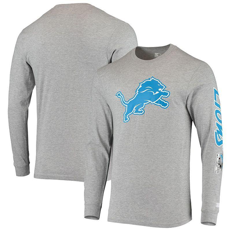 Men's Starter Heathered Gray Detroit Lions Halftime Long Sleeve T-Shirt, Size: Large, Grey Product Image