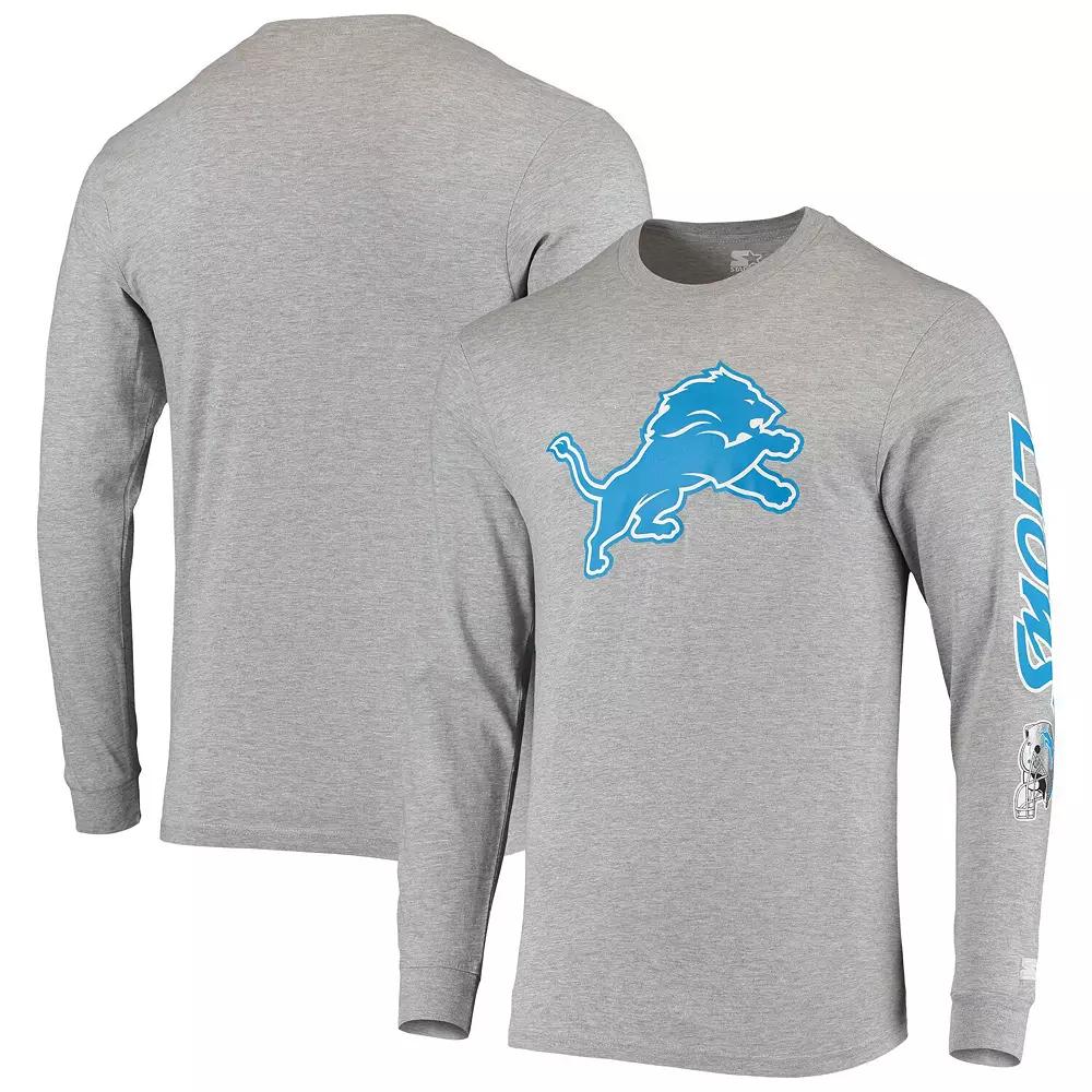 Men's Starter Heathered Gray Detroit Lions Halftime Long Sleeve T-Shirt, Size: Large, Grey Product Image