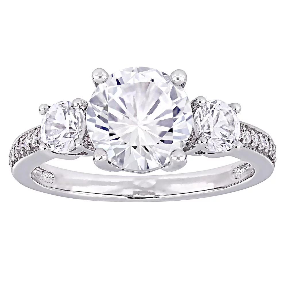 Stella Grace 10k White Gold Lab-Created White Sapphire & Diamond Accent 3-Stone Ring, Women's,  Product Image