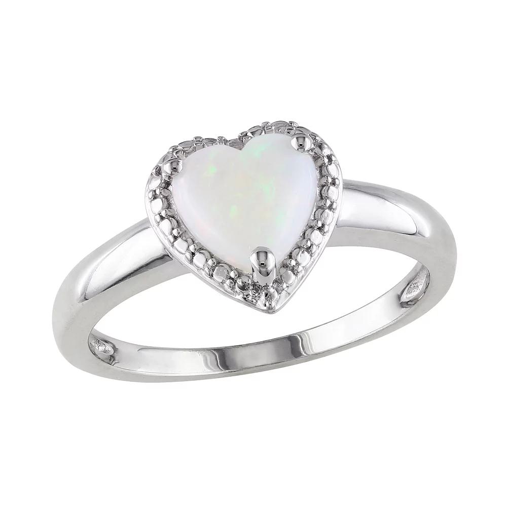 Stella Grace Sterling Silver Opal Heart Ring, Women's, Size: 6, Silver Tone Product Image