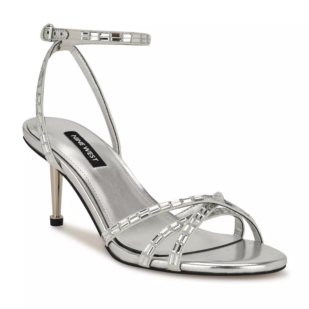Nine West Amseta Women's Embellished Heeled Dress Sandals, Size: 6, Silver Product Image