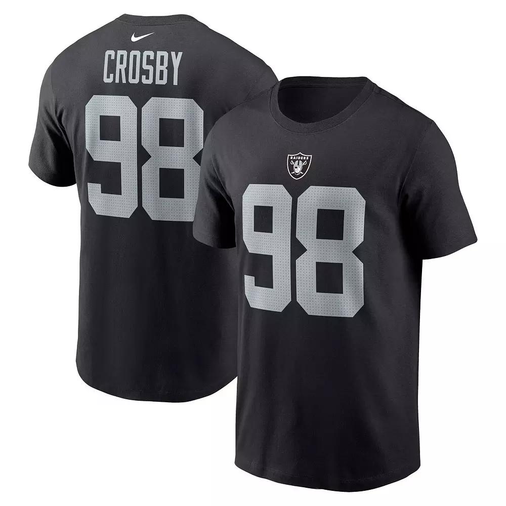 Men's Nike Maxx Crosby Black Las Vegas Raiders Player Name & Number T-Shirt, Size: Large, Lvr Black Product Image