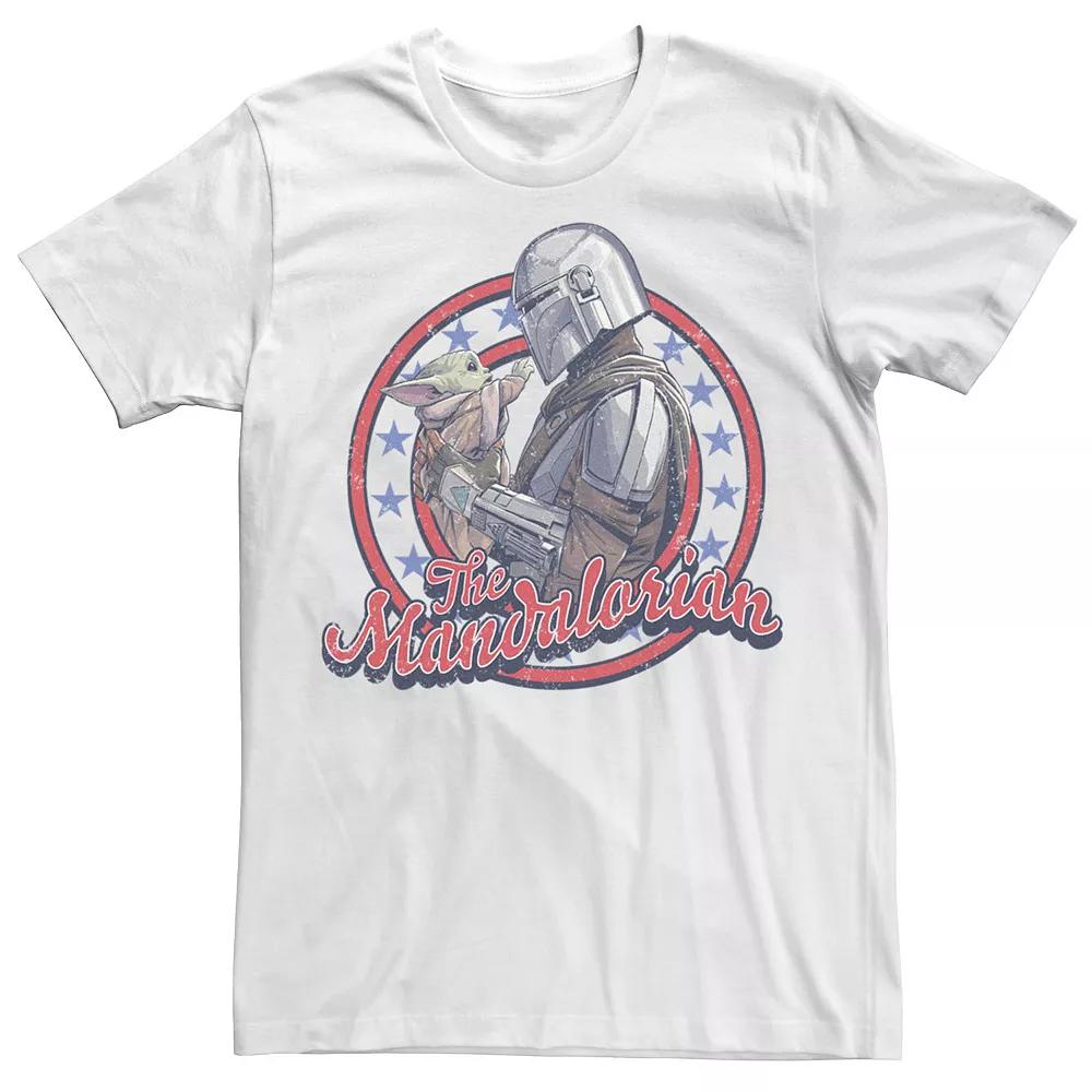 Men's Star Wars: The Mandalorian Mando & Grogu Americana Tee, Size: XS, White Product Image