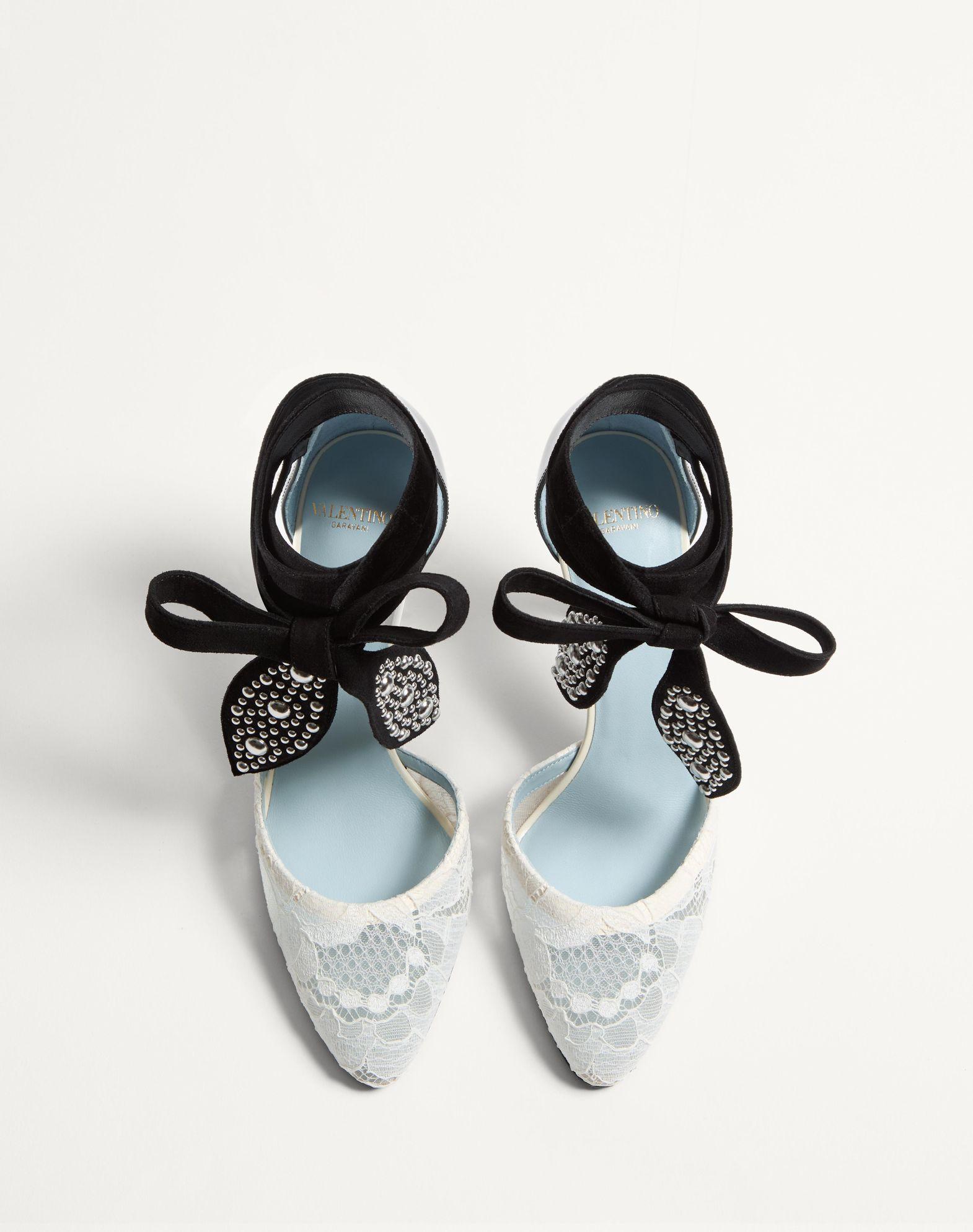 FOLIEFOLIAGE PUMPS IN ABRASIVE CALFSKIN AND LACE 85MM Product Image